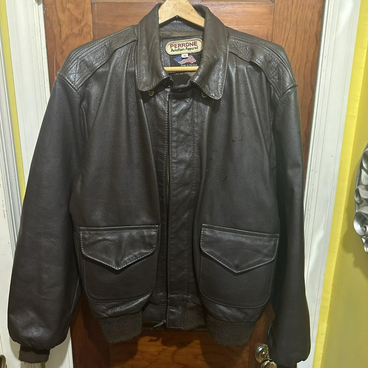 This unique leather flight jacket by Perrone... - Depop