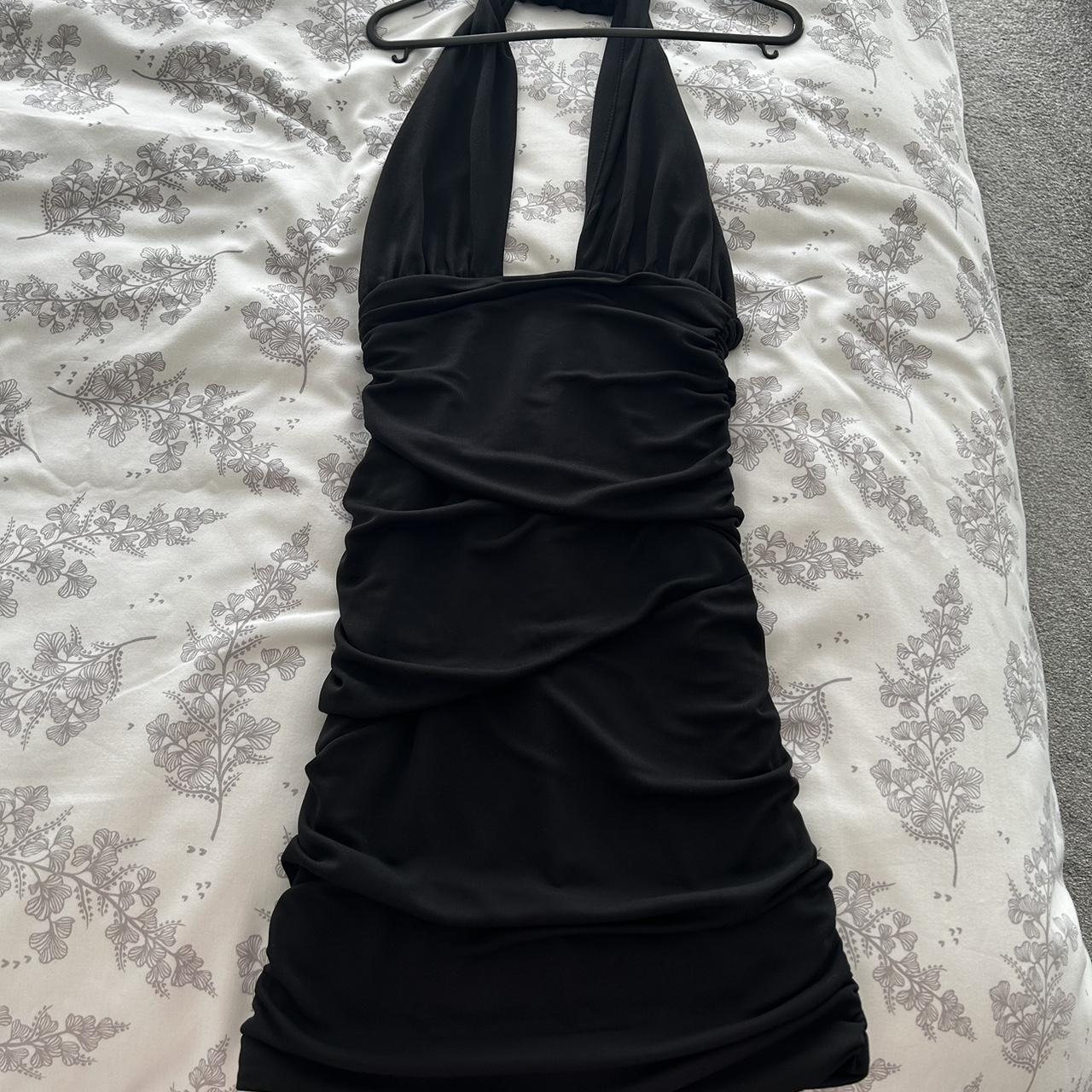 Black Zara Halter Neck Dress With Rouched Back Very Depop 3101