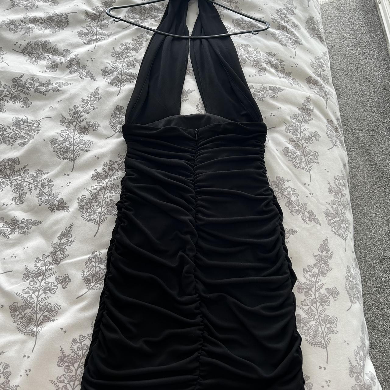 Black Zara Halter Neck Dress With Rouched Back Very Depop