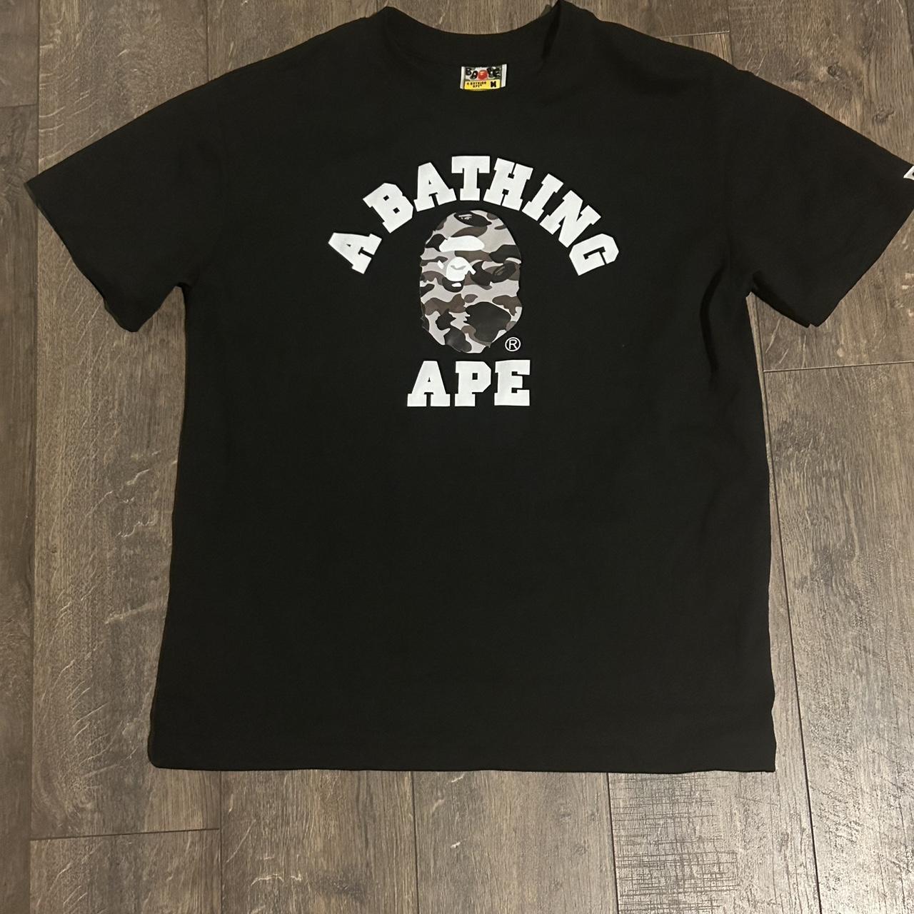 BAPE black/grey tee medium LIKE NEW! - Depop