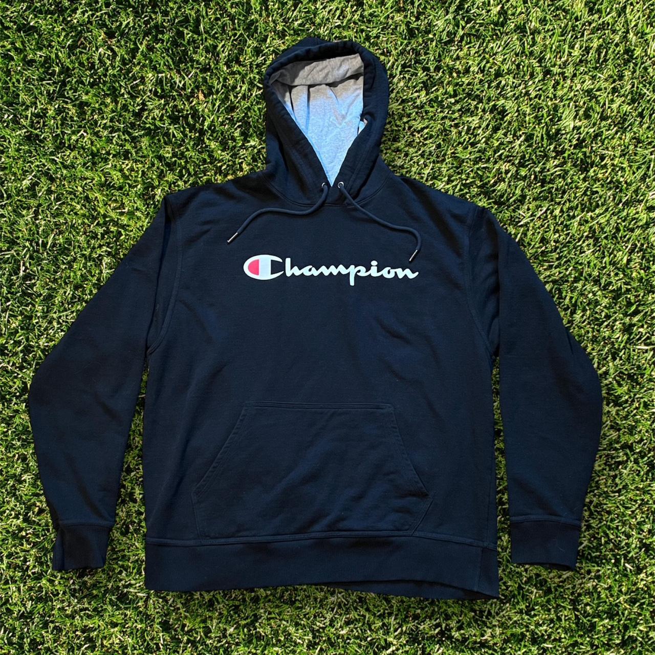 Black Champion Hoodie 🔥 Good Condition. Worn - Depop