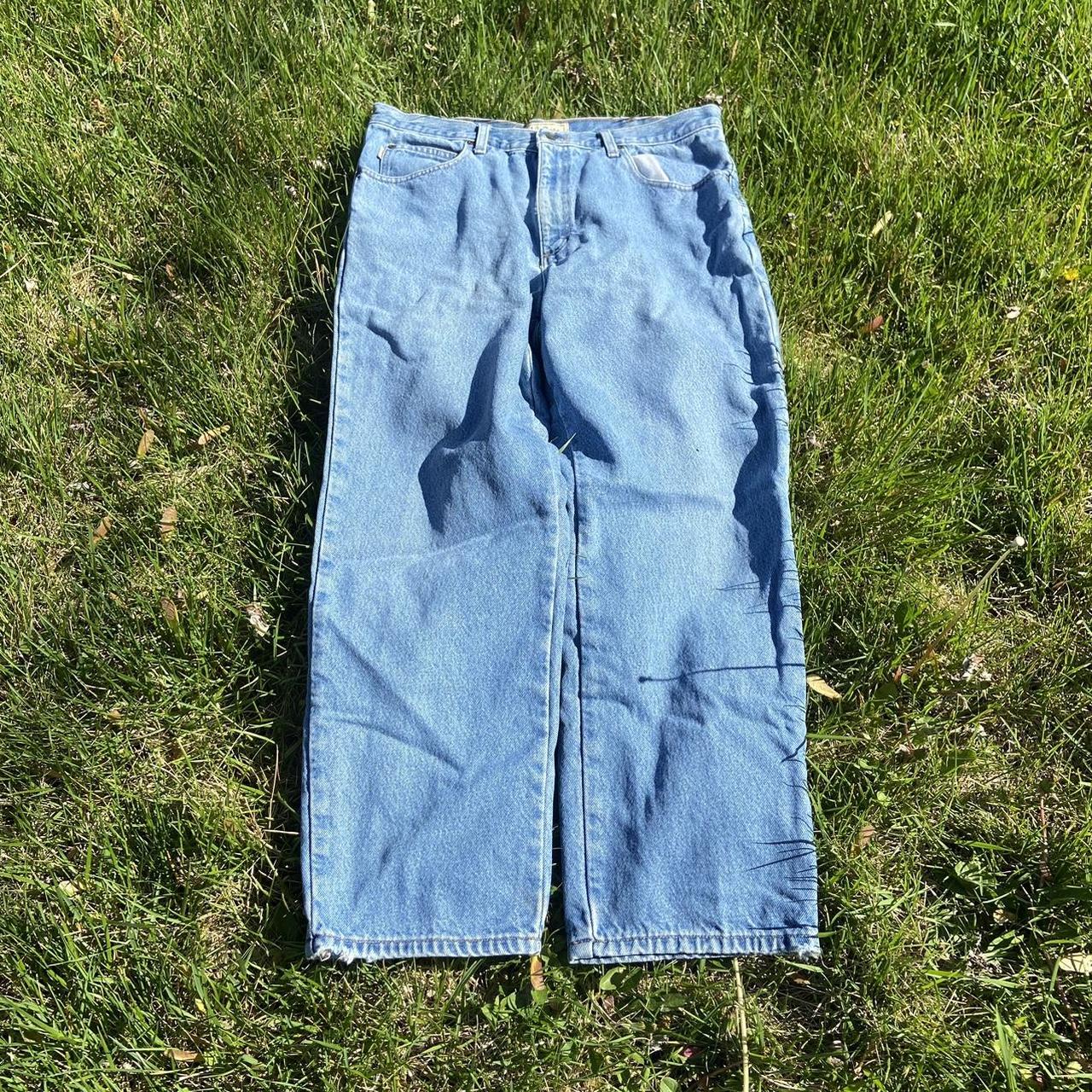 vintage ll bean flannel lined jeans tagged size... - Depop