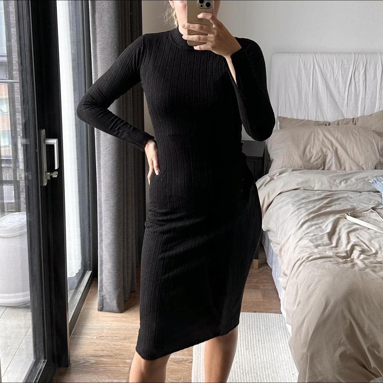 H&M Black Knitted bodycon dress Size UK S Lovely... Depop