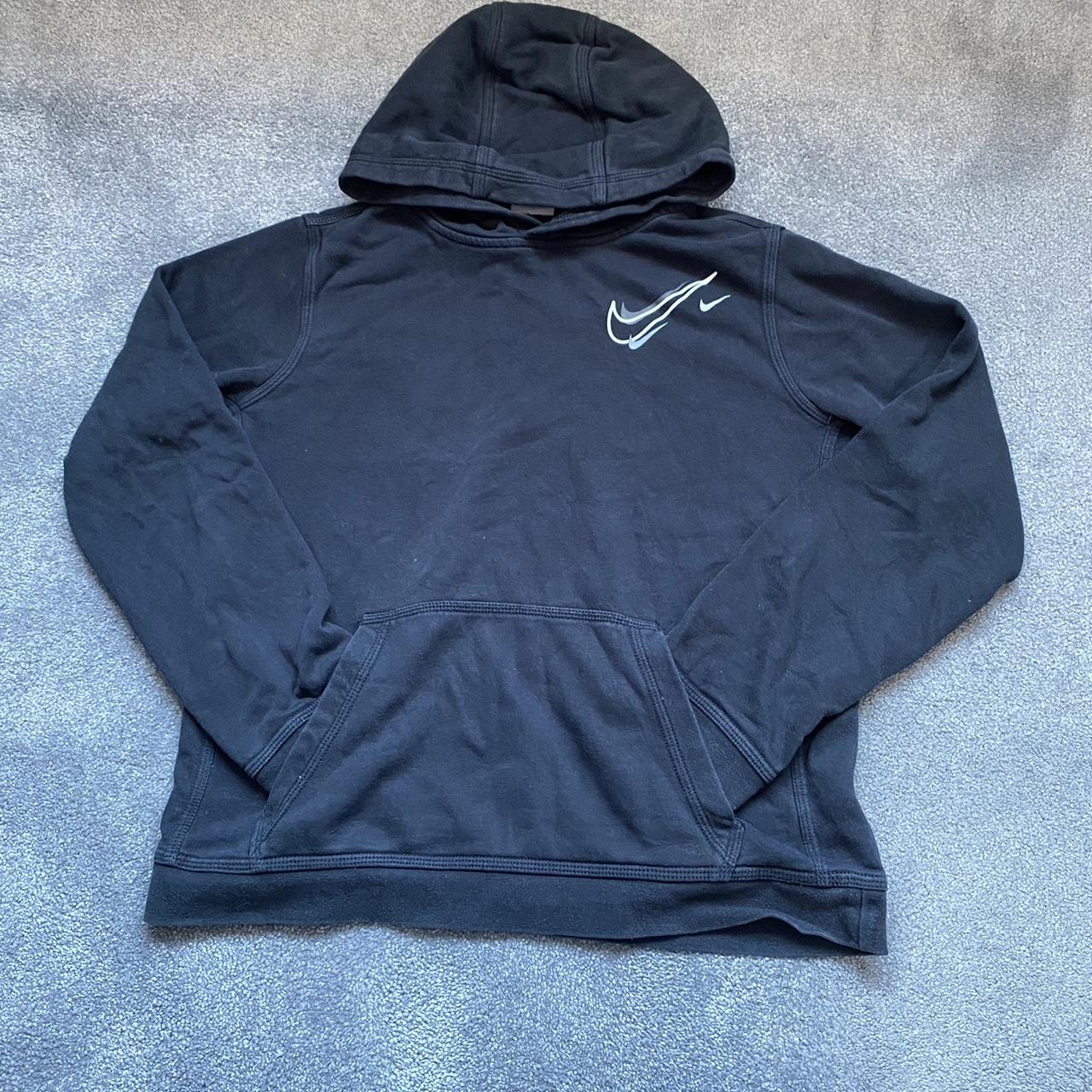 black nike hoodie,kids xl,158-170cm,worn but good... - Depop