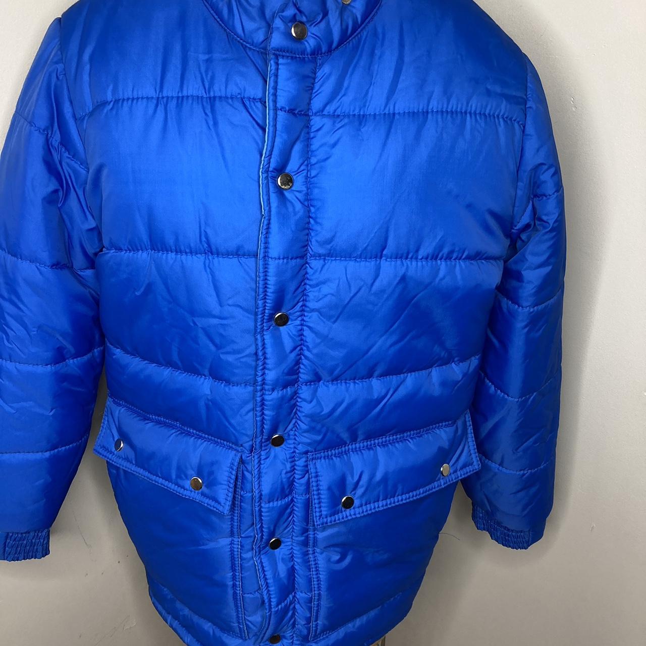 Vintage Y2K Women’s Royal Blue Puffer Coat... - Depop