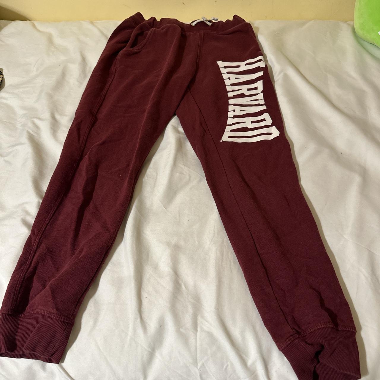 H&M Burgundy and White Joggers-tracksuits | Depop