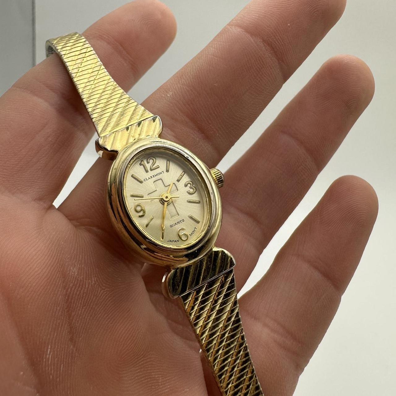 Claremont women’s oval shaped gold tone Quartz Watch... Depop