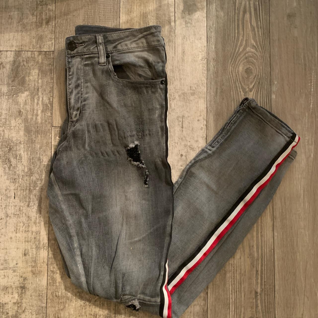 Rue 21 Men's Grey and Red Jeans Depop