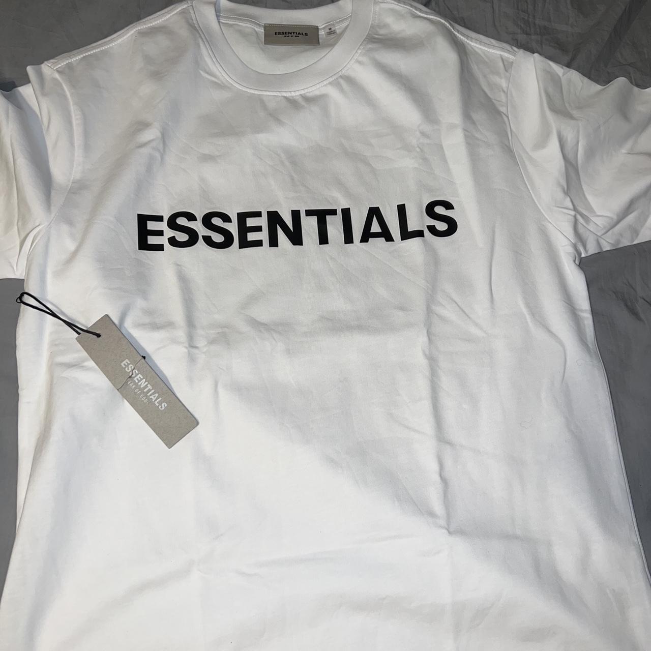 Essentials Men's White and Black T-shirt | Depop