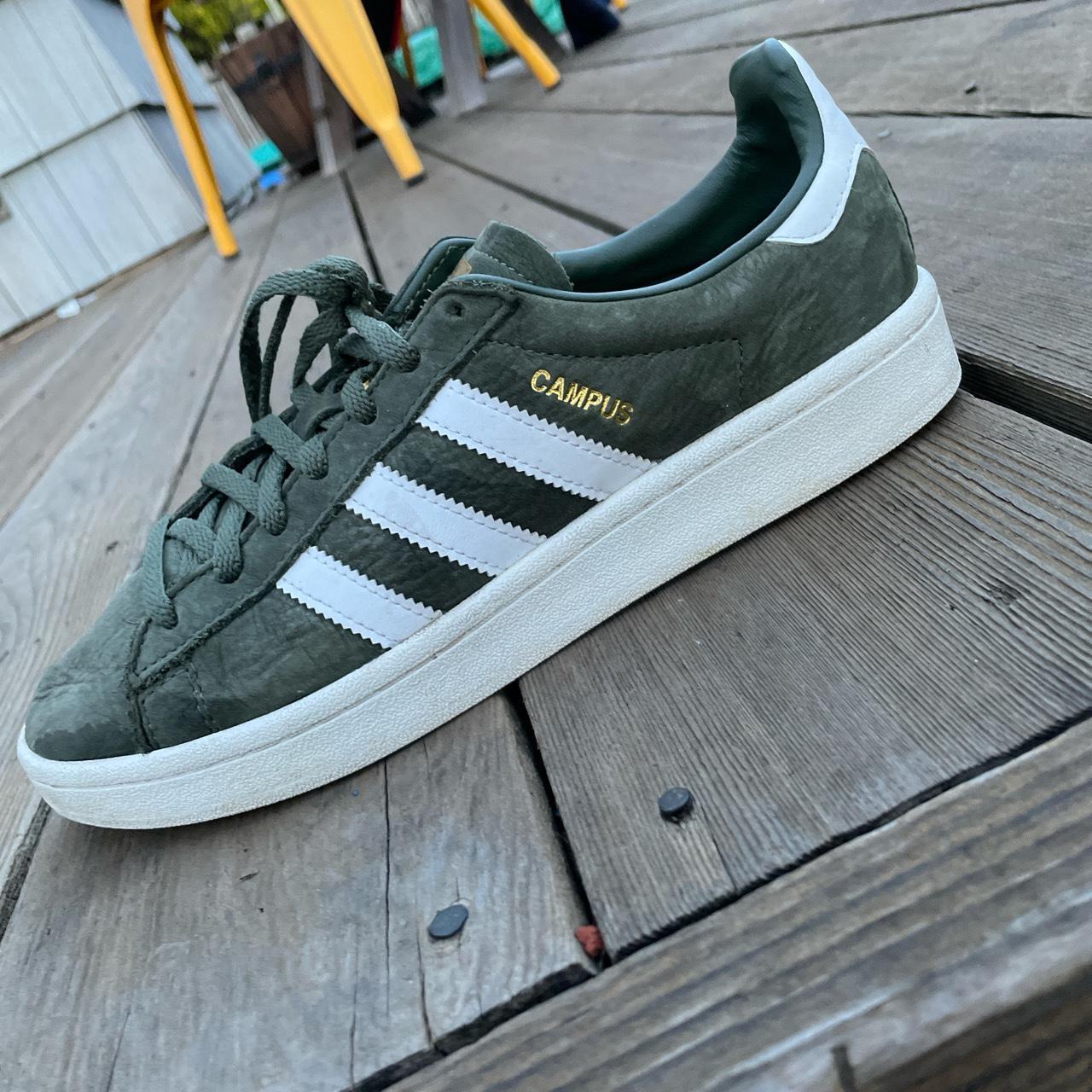 Adidas Men's White and Green Trainers | Depop