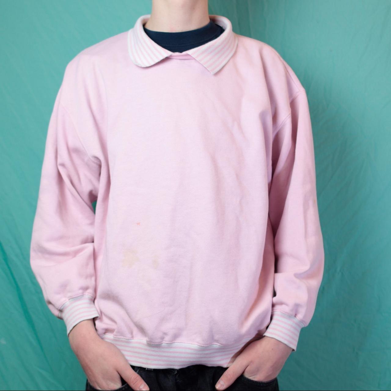 Pink sweater shop with white collar