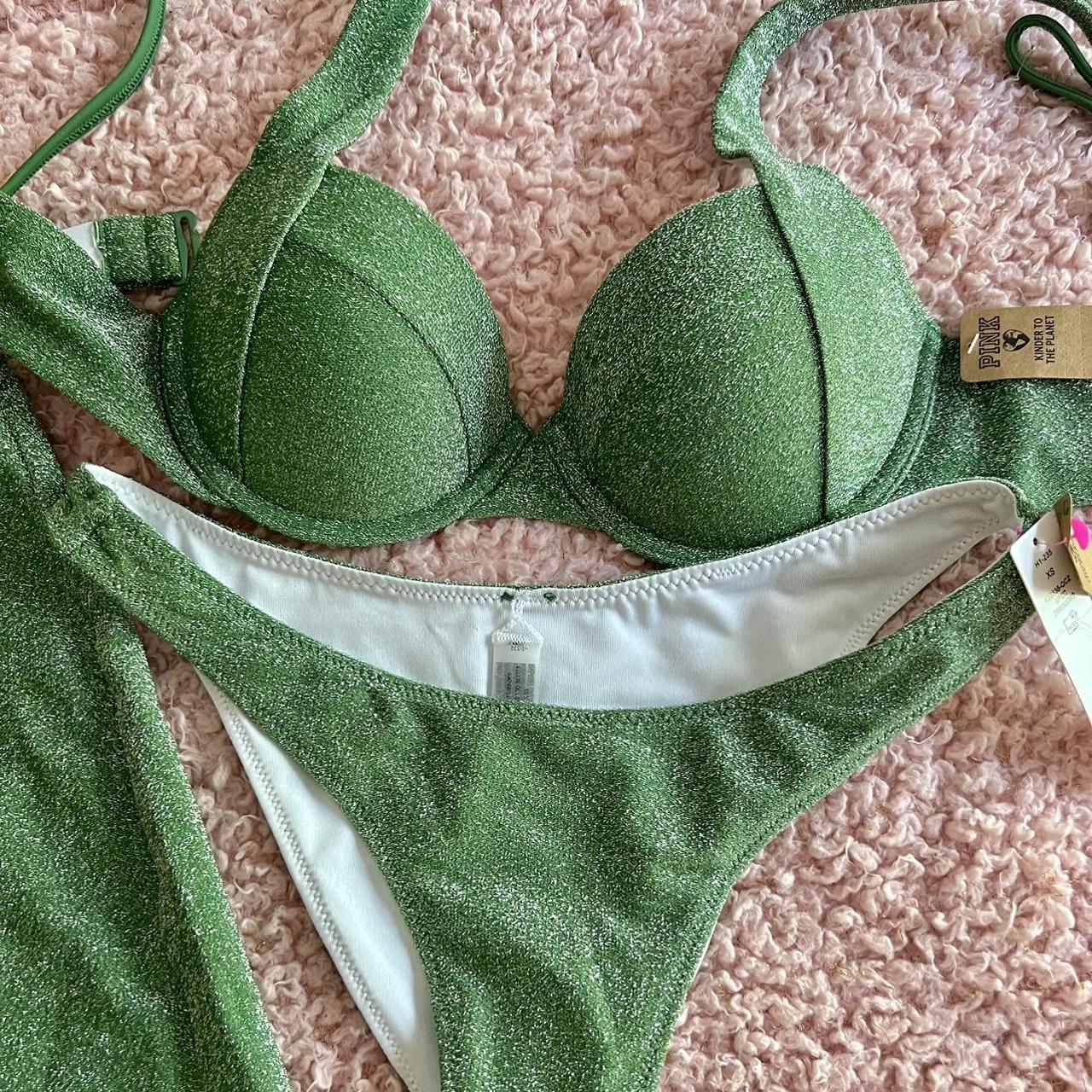 Victoria Secret Green Sparkle Bikini And Matching Depop