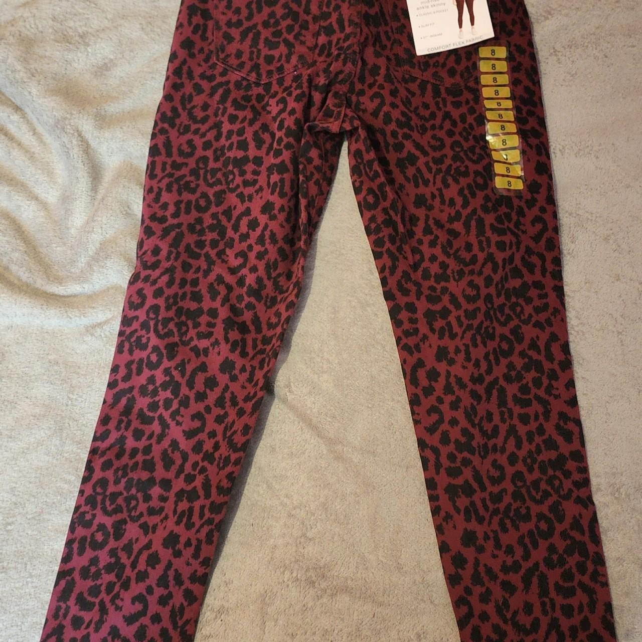 Women's Size 8 Red Cheetah Print Skinny Jeans 5... - Depop