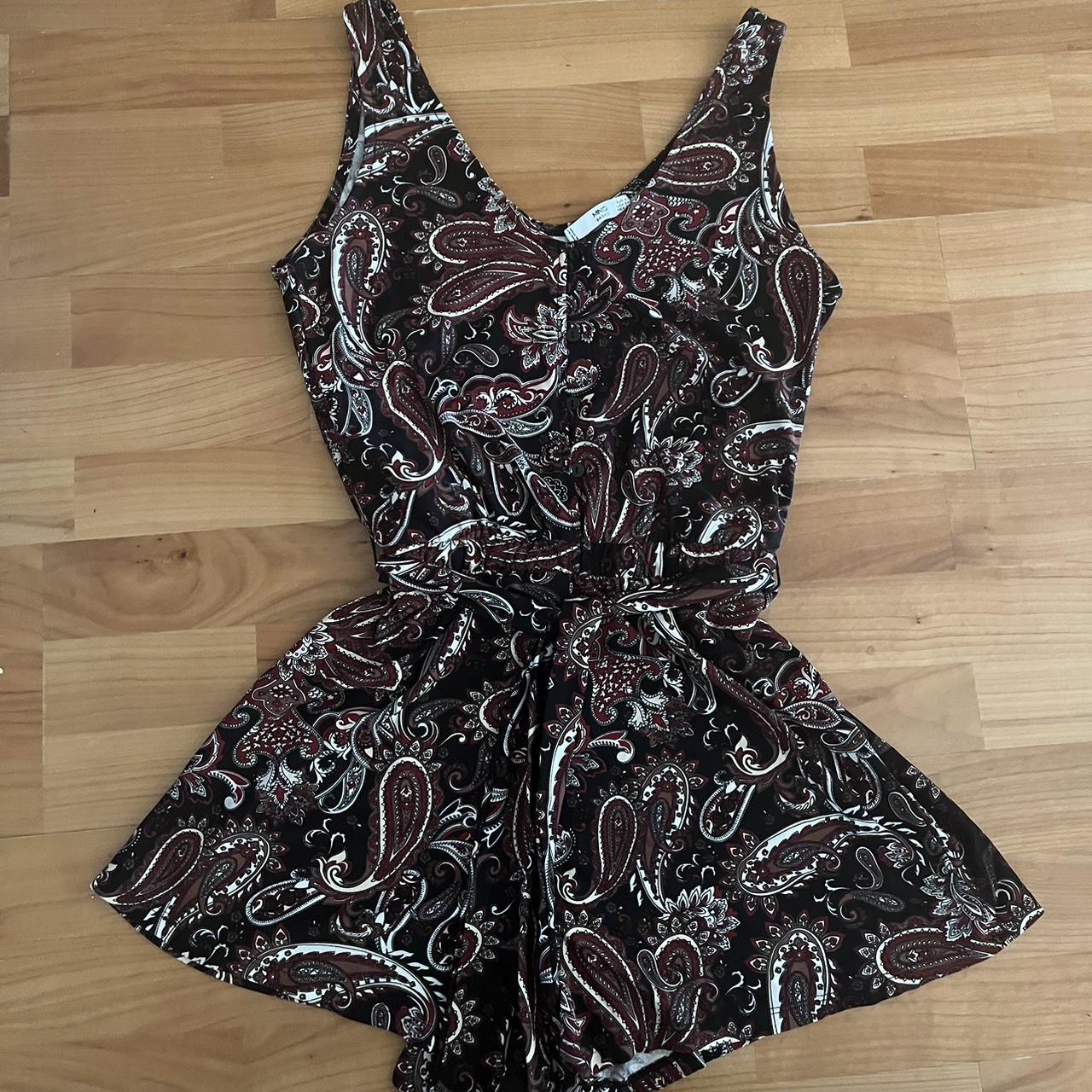 Cute black and red playsuit with mandala... - Depop