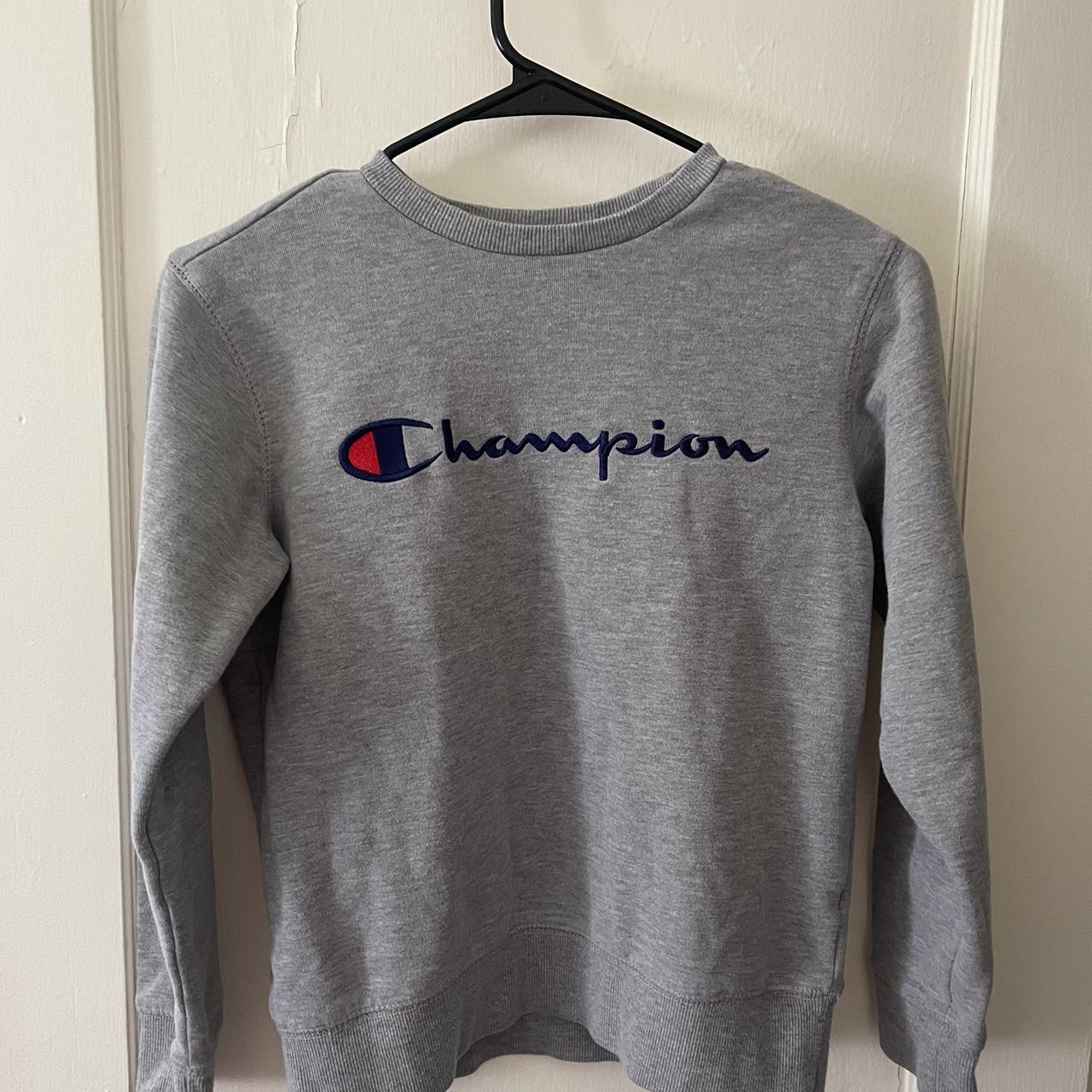 Champion Grey Jumper | Depop