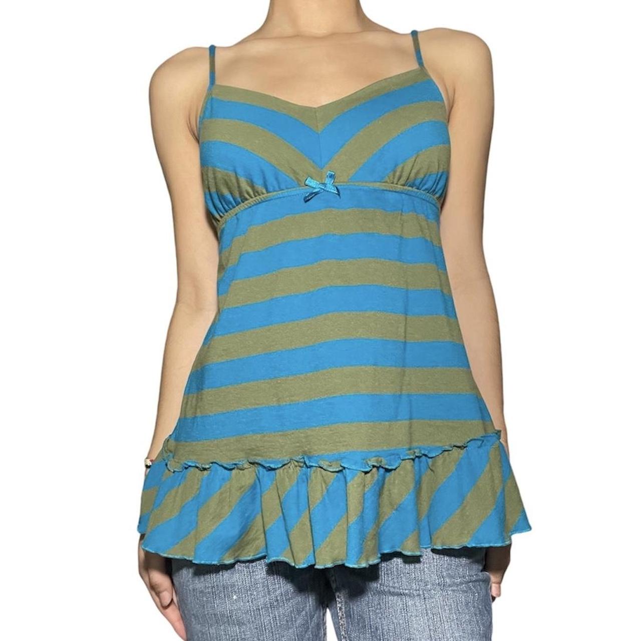 Xhilaration Women's Blouse - Blue/Green - L – Y2K Xhilaration green and blue striped babydoll …