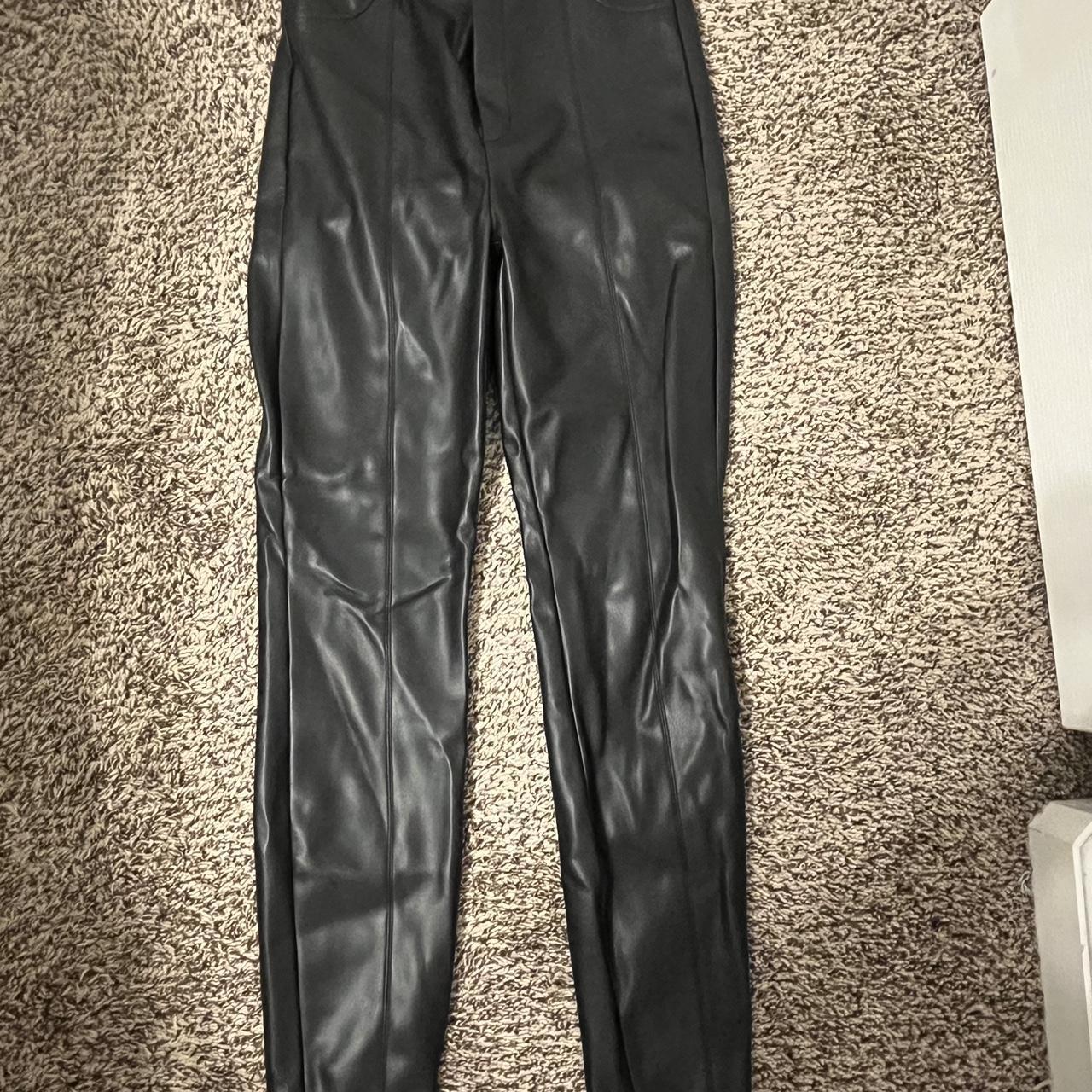 Zara faux leather pants size Medium!!! Pockets are - Depop