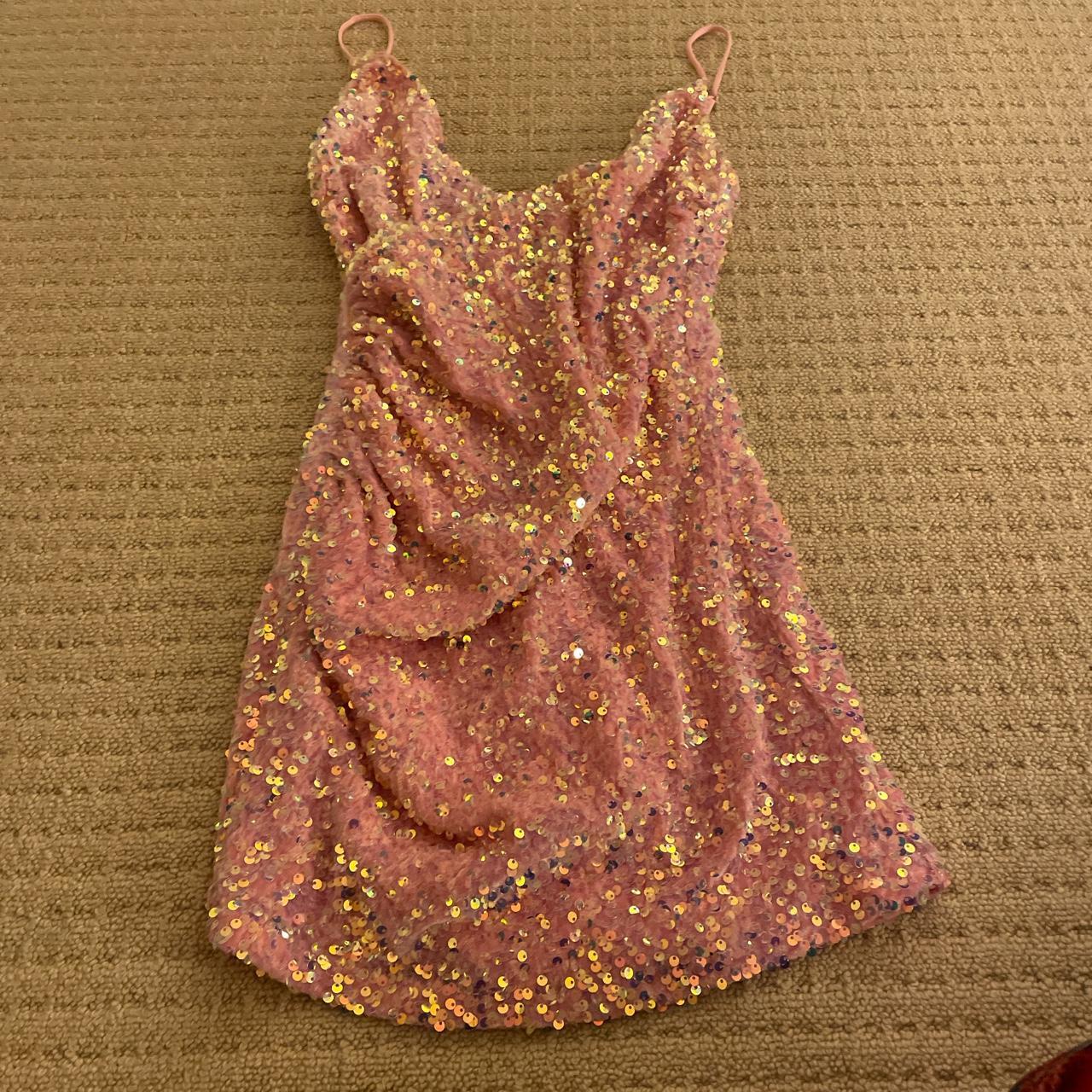 Pink Lucy in the sky hoco dress, size small great... Depop