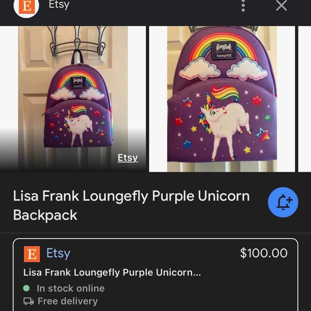 Lisa Frank Loungefly Purple Unicorn Backpack 