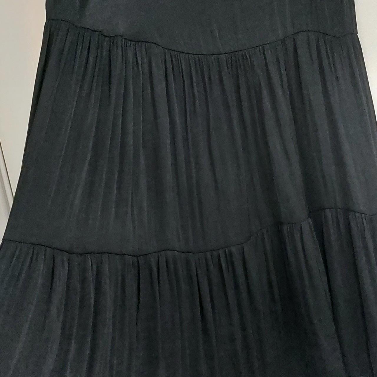 Decjuba sz L UK16, black satin, 3 tiered long SKIRT,... - Depop