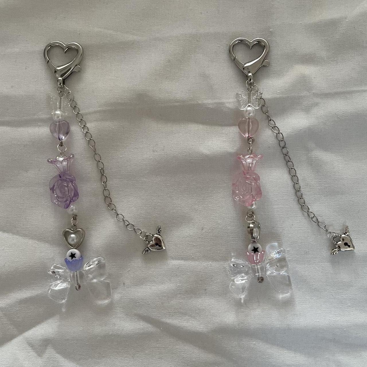 matching keychains!! purple and pink #handmade... - Depop