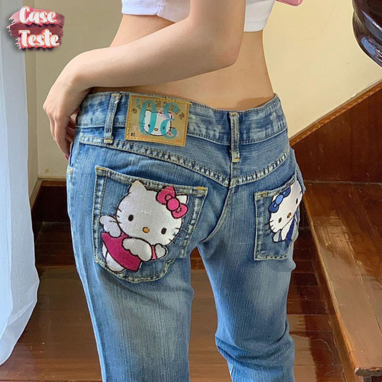 y2k style jeans Women pants low rise jeans 90s... - Depop