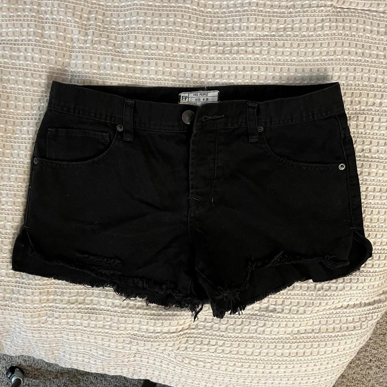 free people black jean shorts