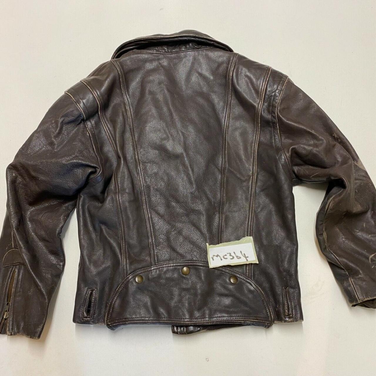 Vintage Motorcycle Brown Leather Jacket... - Depop