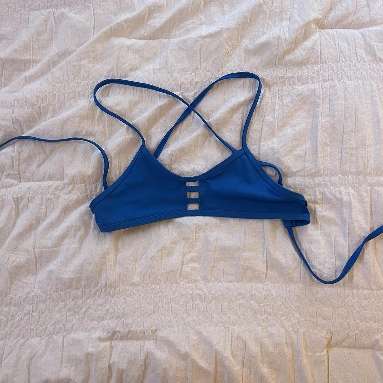 Jolyn Blue Adjustable Tie Back Bikini Top Sports Depop