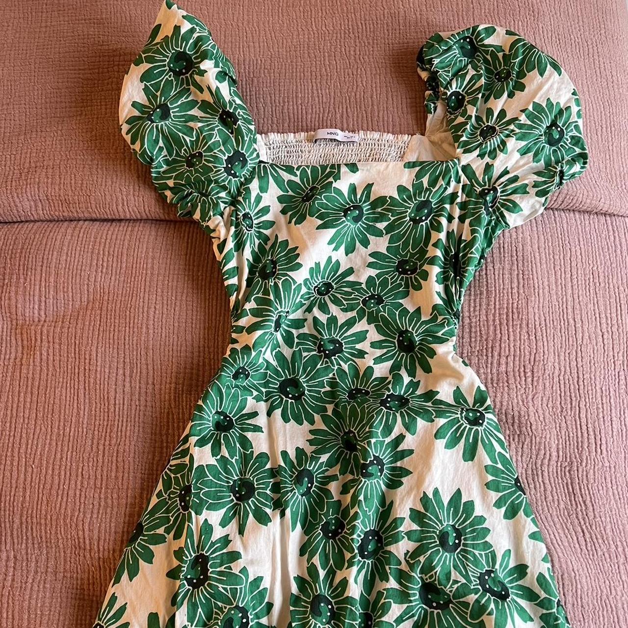 Mango Women's Green and Black Dress Depop