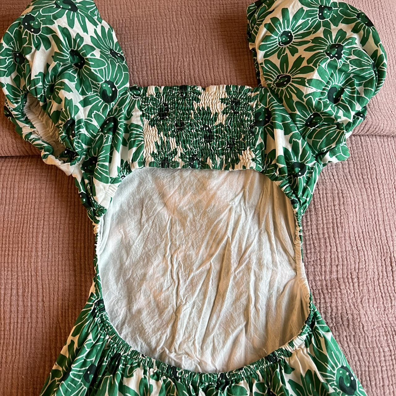 Mango Women's Green and Black Dress Depop