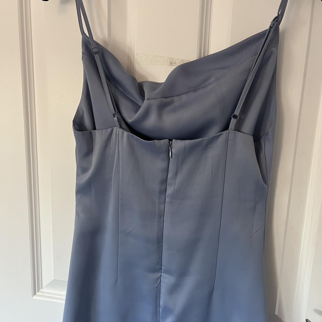 Light blue satin mini dress - Depop