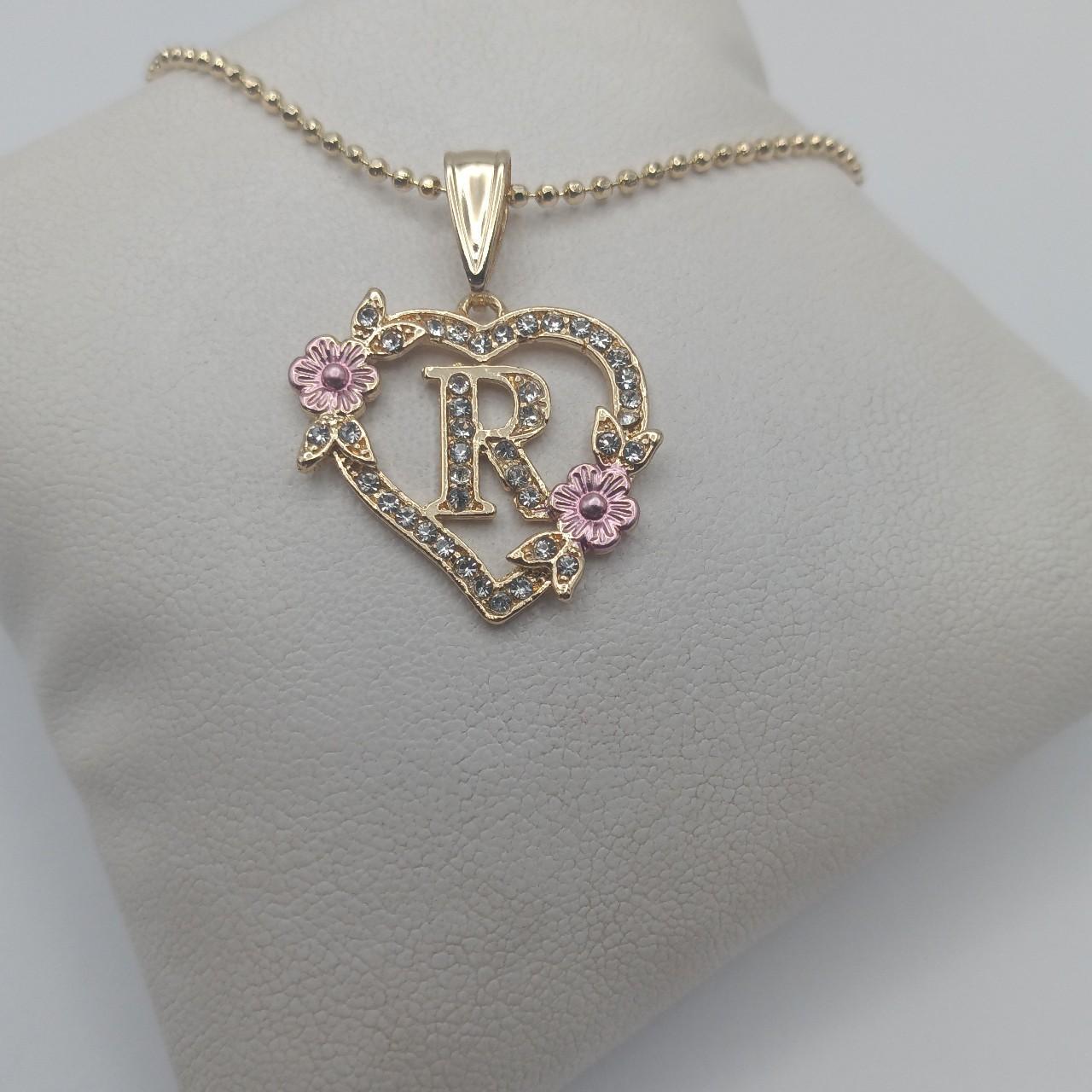 Initial Necklace Italian Chain 22 inch Initial R... - Depop