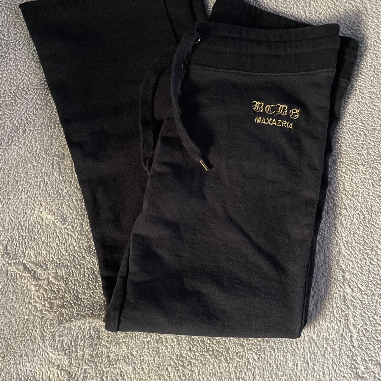 BCBGMAXAZRIA Women's Black and Gold Joggers-tracksuits | Depop