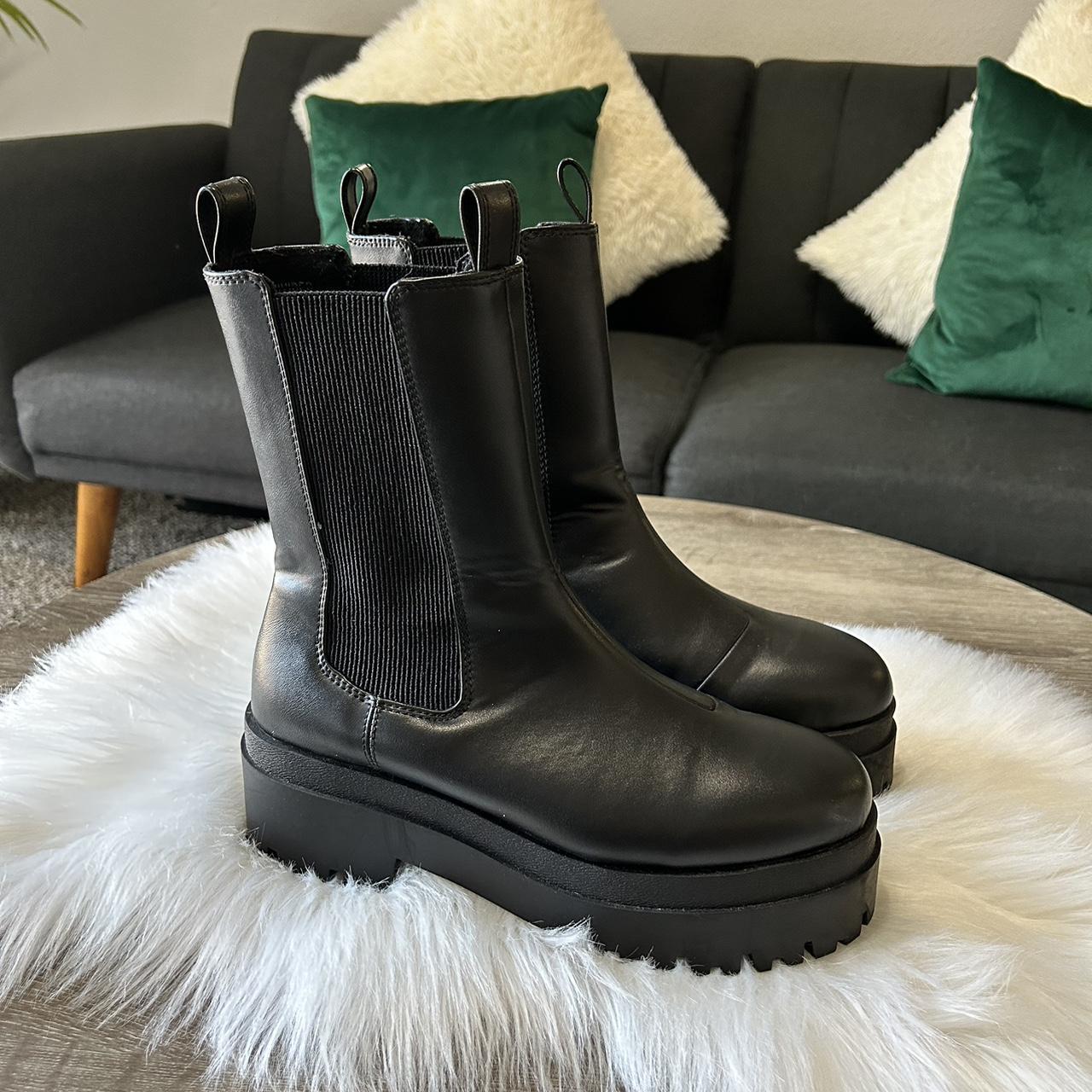 chunky black chelsea boots womens