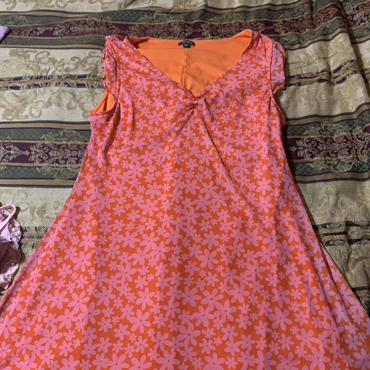 Wild Fable Women's Pink and Orange Dress Depop