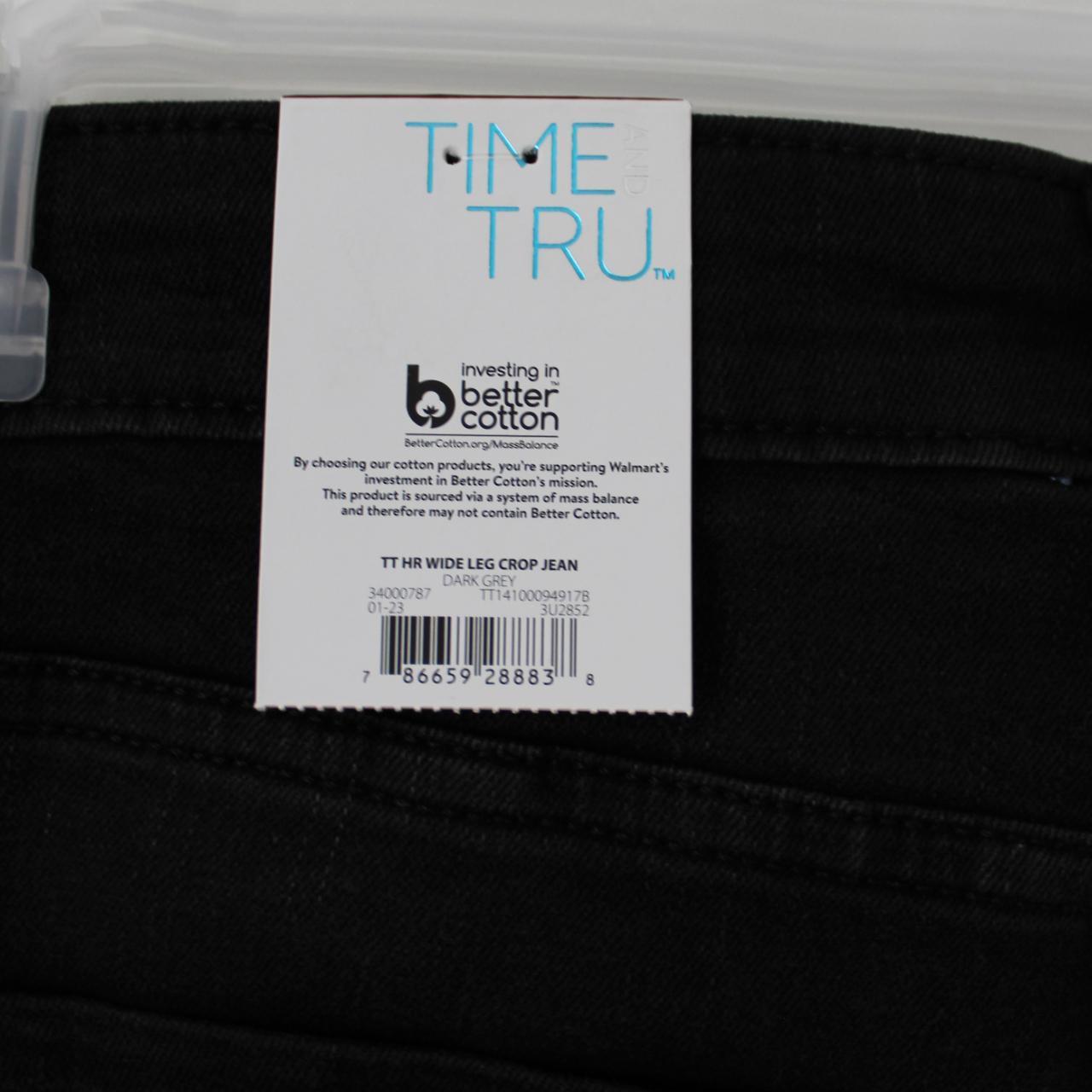 Time and Tru Women's Wide Leg Panel Jeans Dark Grey