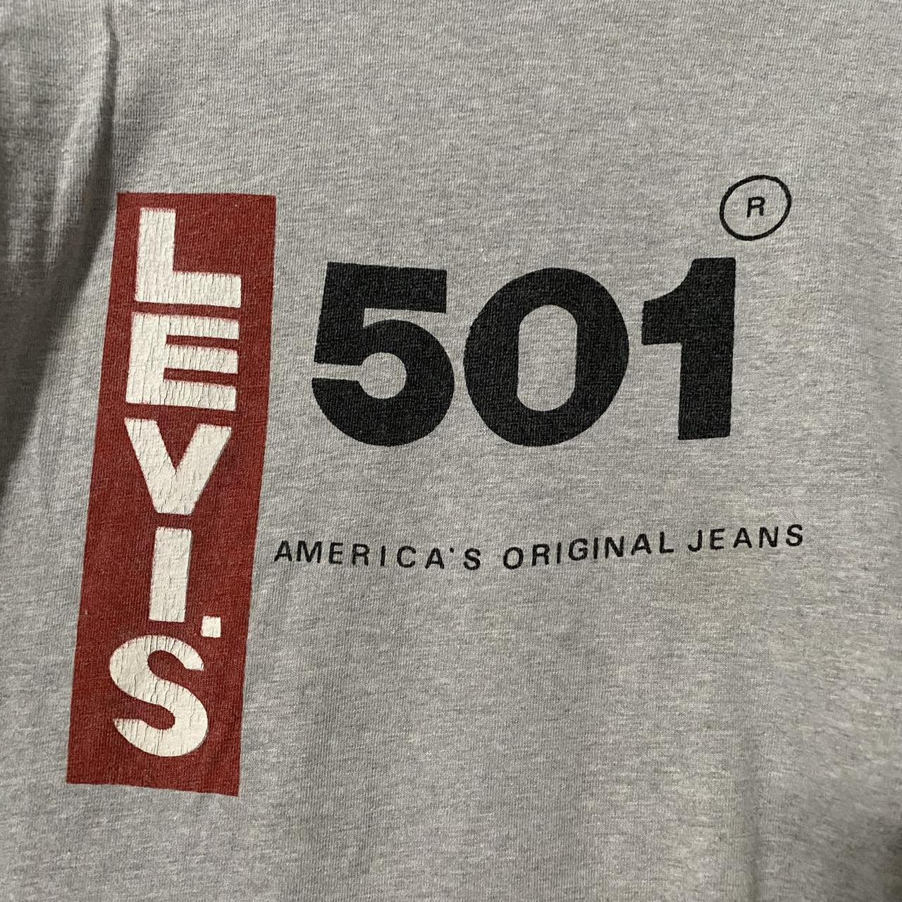 Vintage 90s Levi’s 501 graphic t shirt - Gray -... - Depop