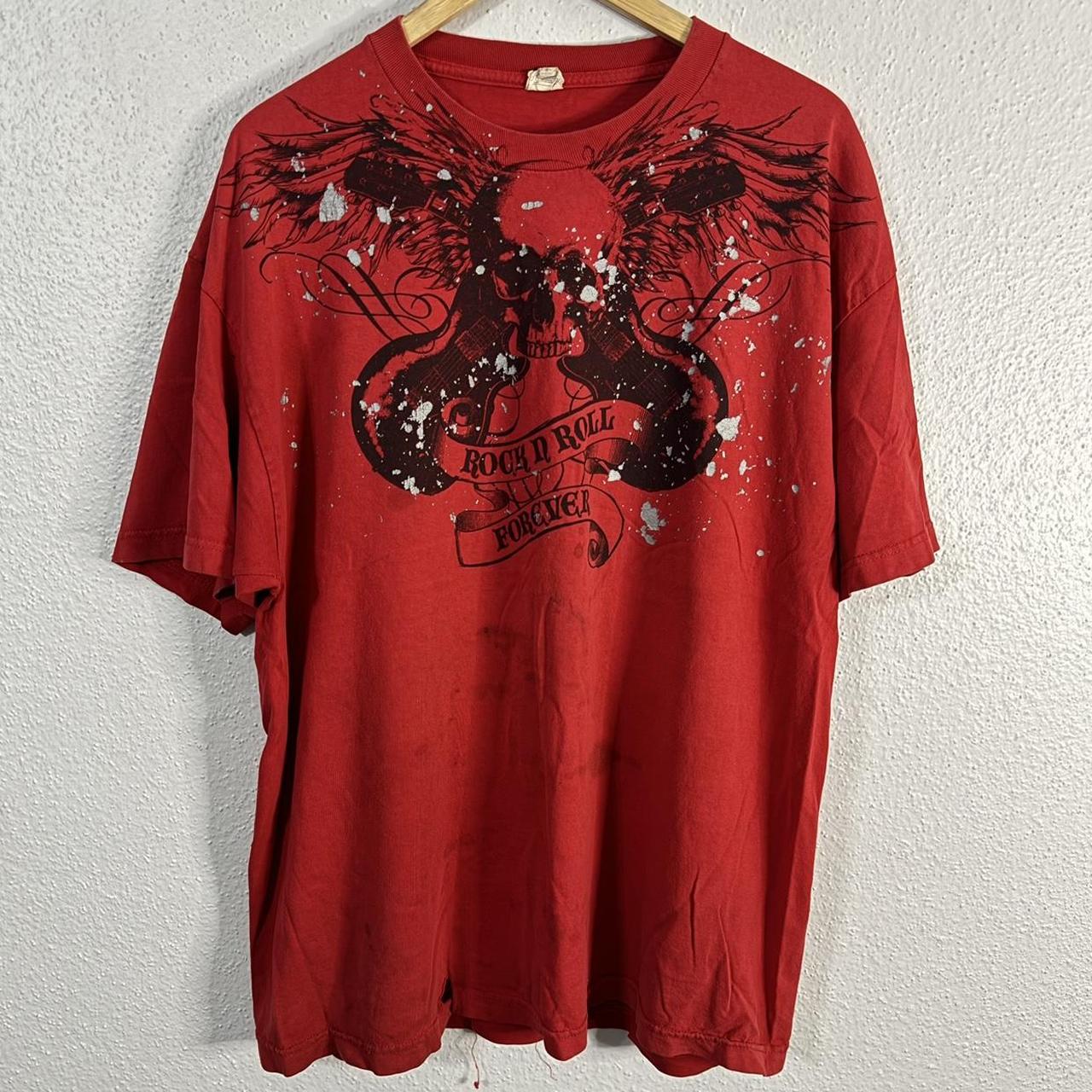 Y K S Grunge Emo Mallgoth Graphic Tee Red Depop