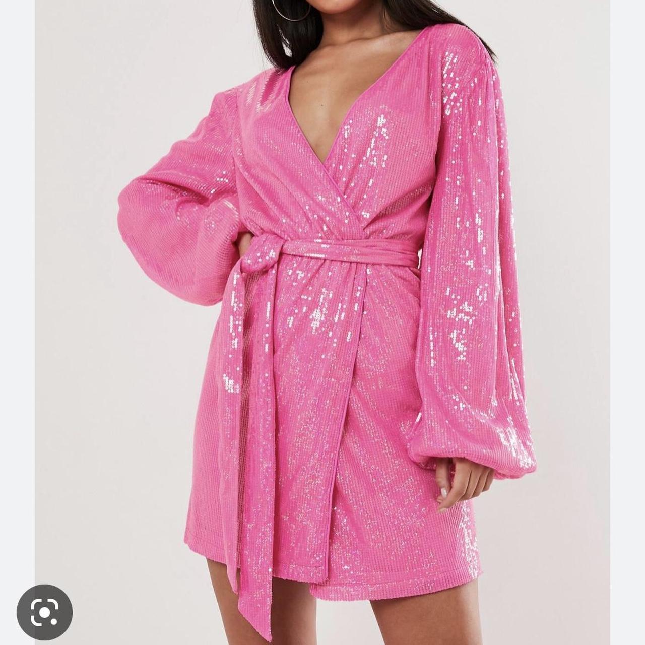 Pink sparkly Missguided dress - SO fun! - Depop