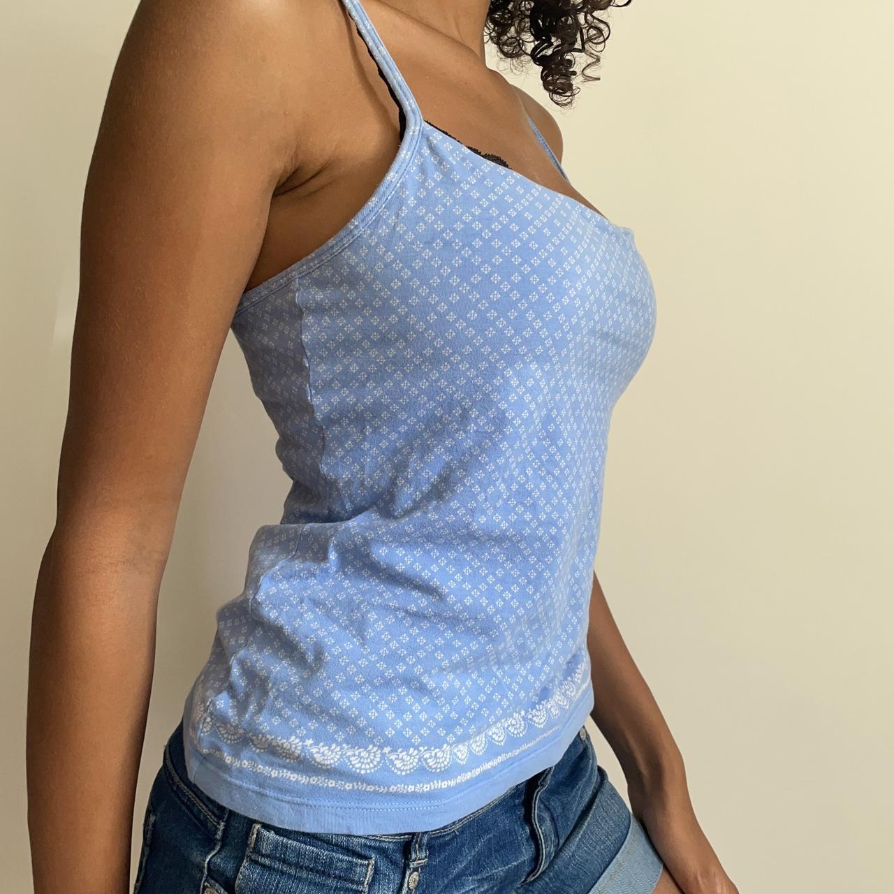 Vintage GAP cami top. Baby blue vest top with white... Depop