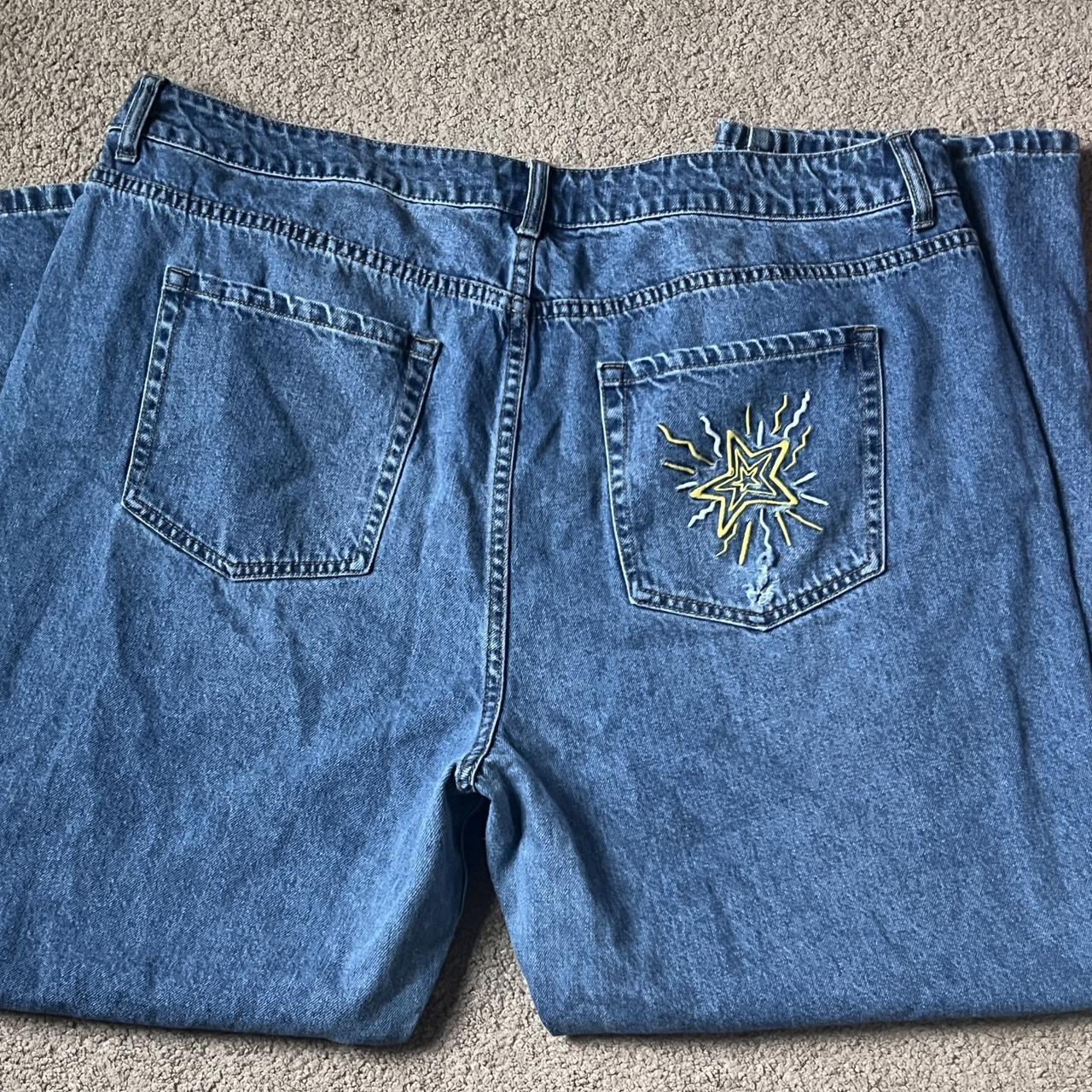 Forever 21 - Baggy jeans with patchwork on front and... - Depop