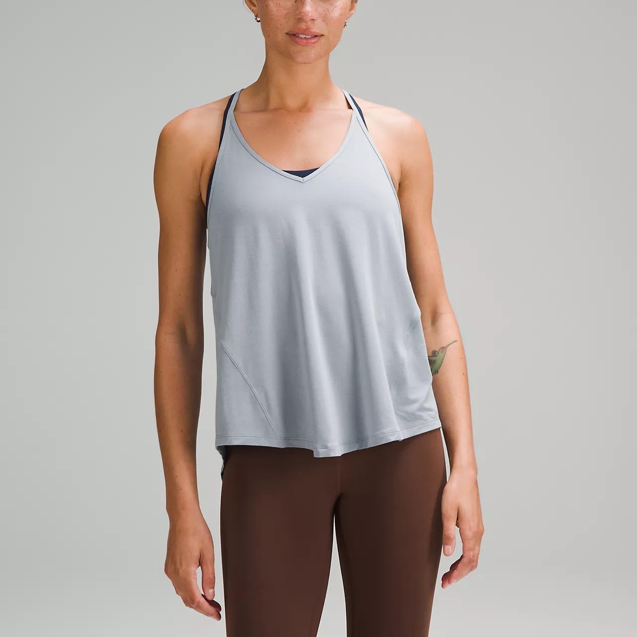 Lululemon Modal-Silk Yoga Tank Top in Silver Grey in - Depop