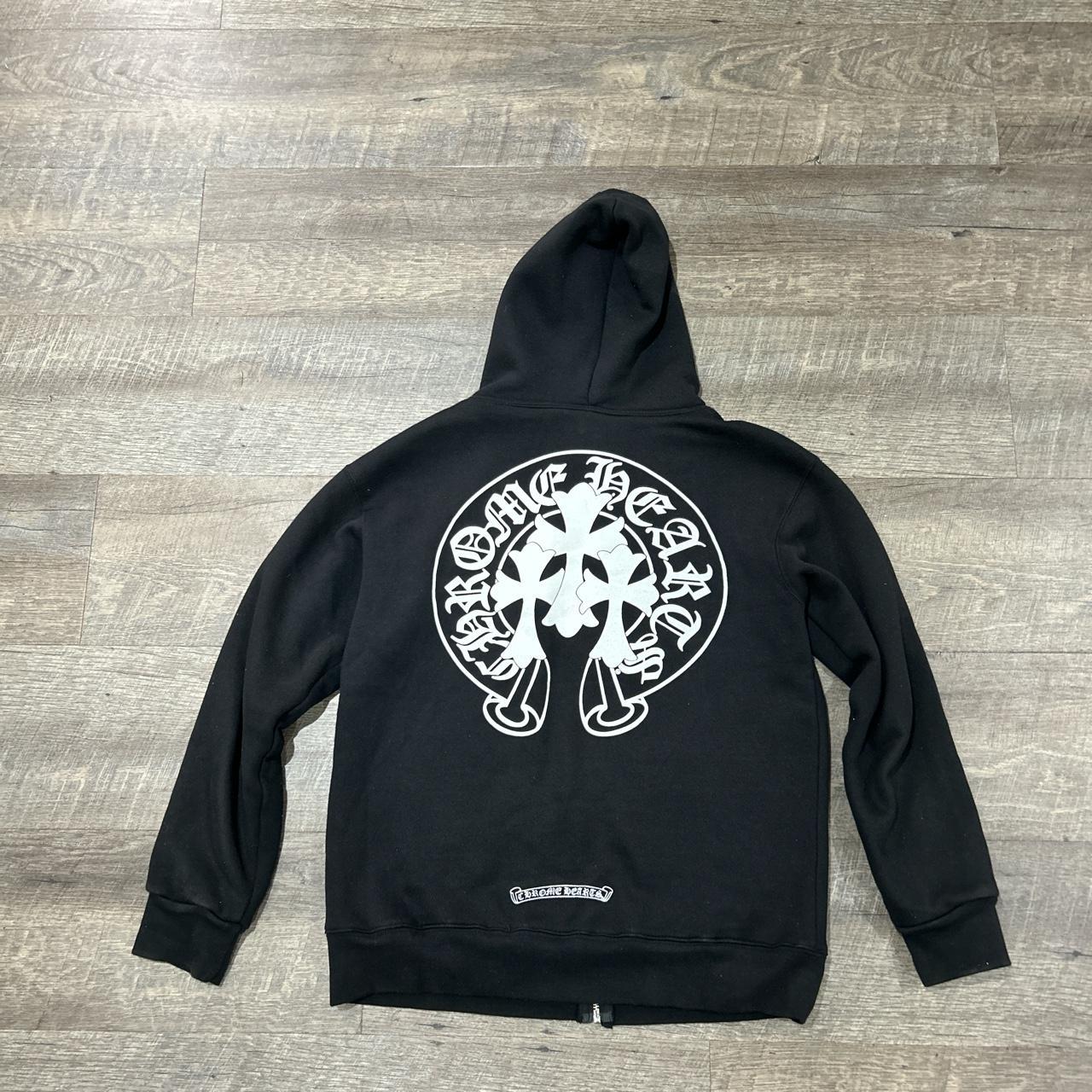 Chrome Hearts Men's Black and White Hoodie | Depop