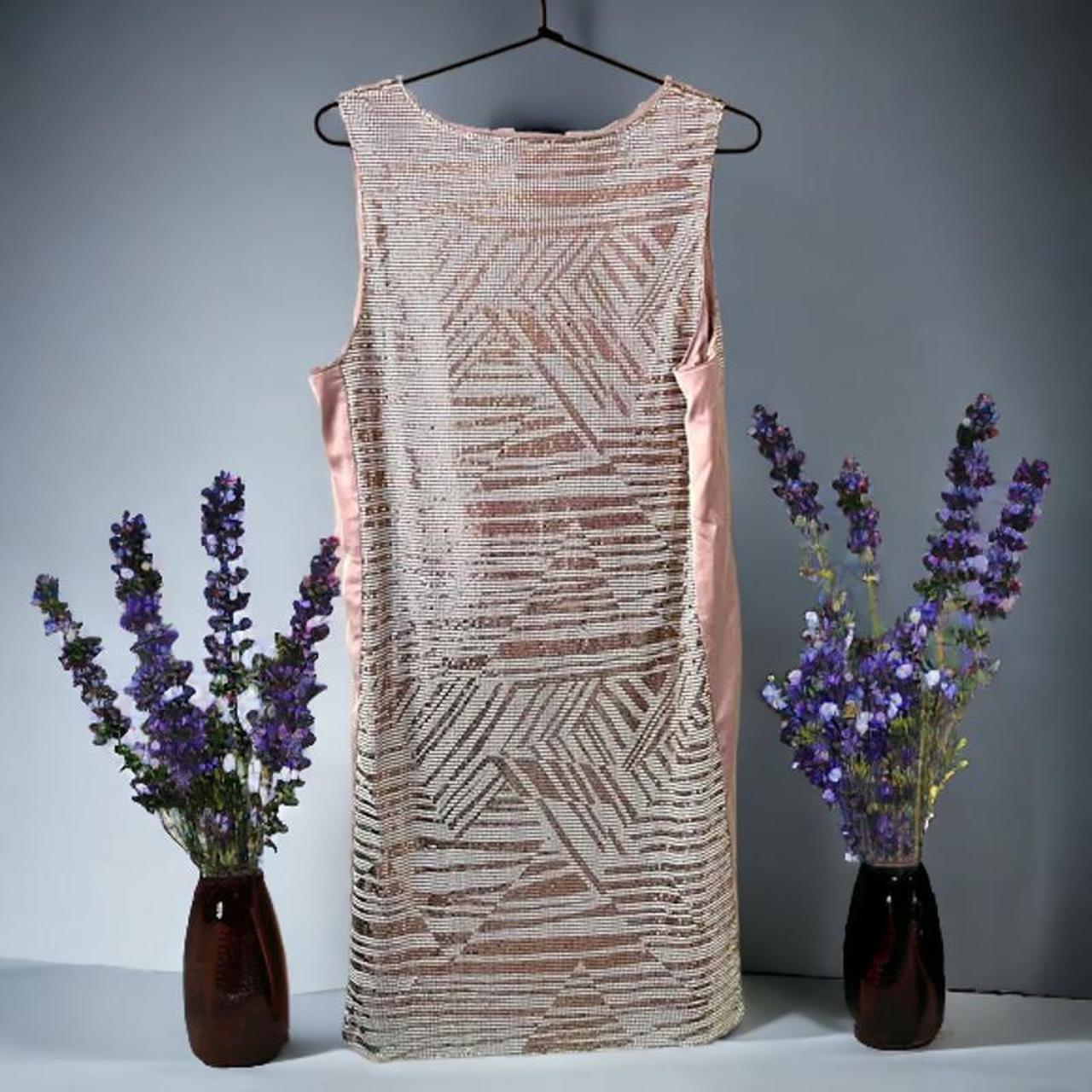 Ramy Brook Rose Gold Printed Lola Dress Chainmail Mini Womens 2 New selling with Flaw