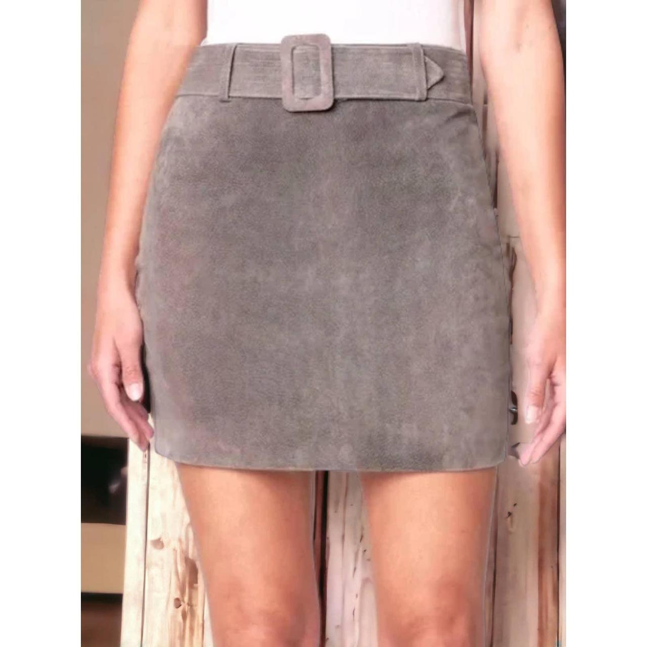 Blank NYC Grey Suede Mini Skirt with Belt Size Depop