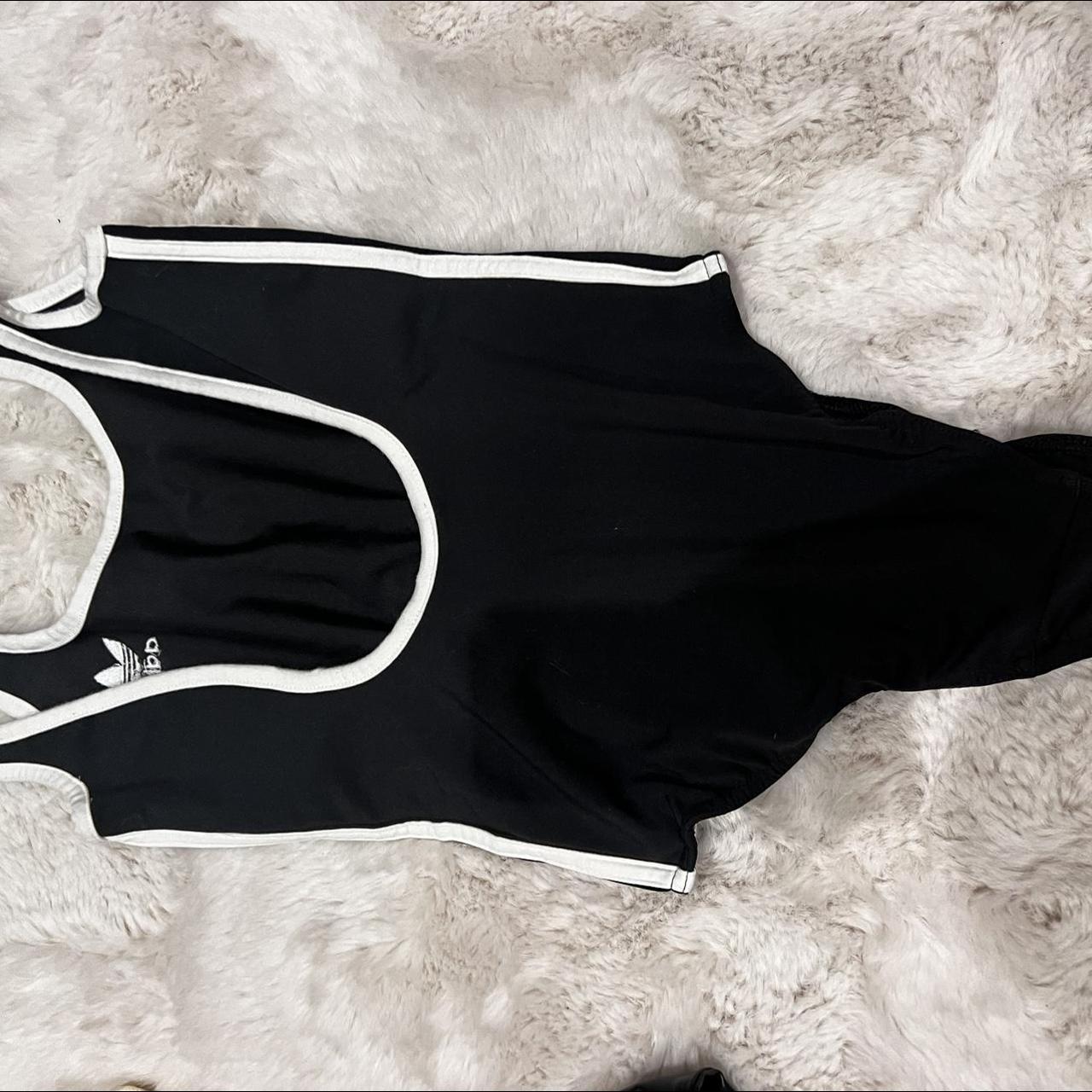 Adidas Women's Black and White Bodysuit | Depop