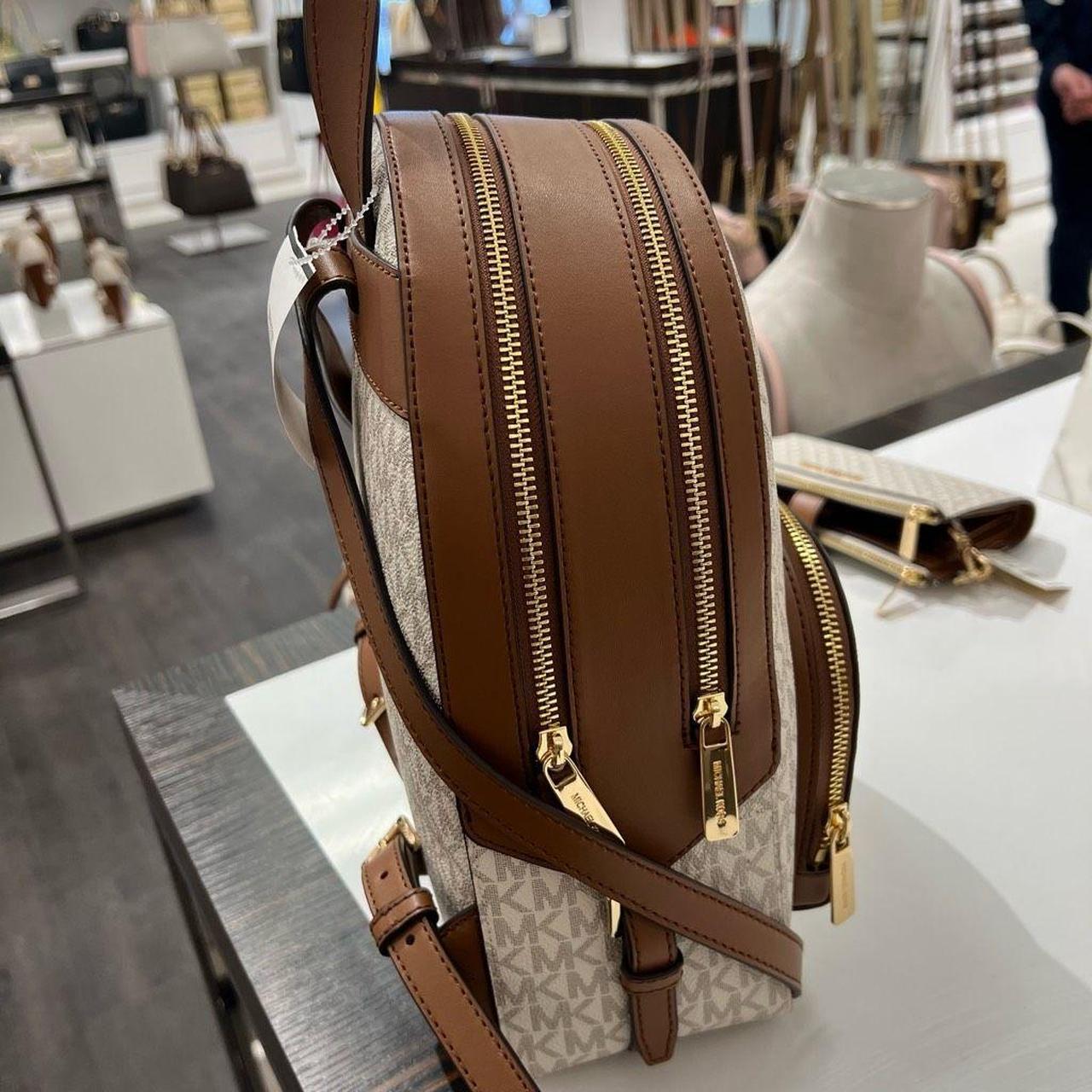 Michael Kors Bags | Michael Kors Jaycee Medium Backpack Vanilla | Color: Brown/White | Size: Os | Pursehub's Closet