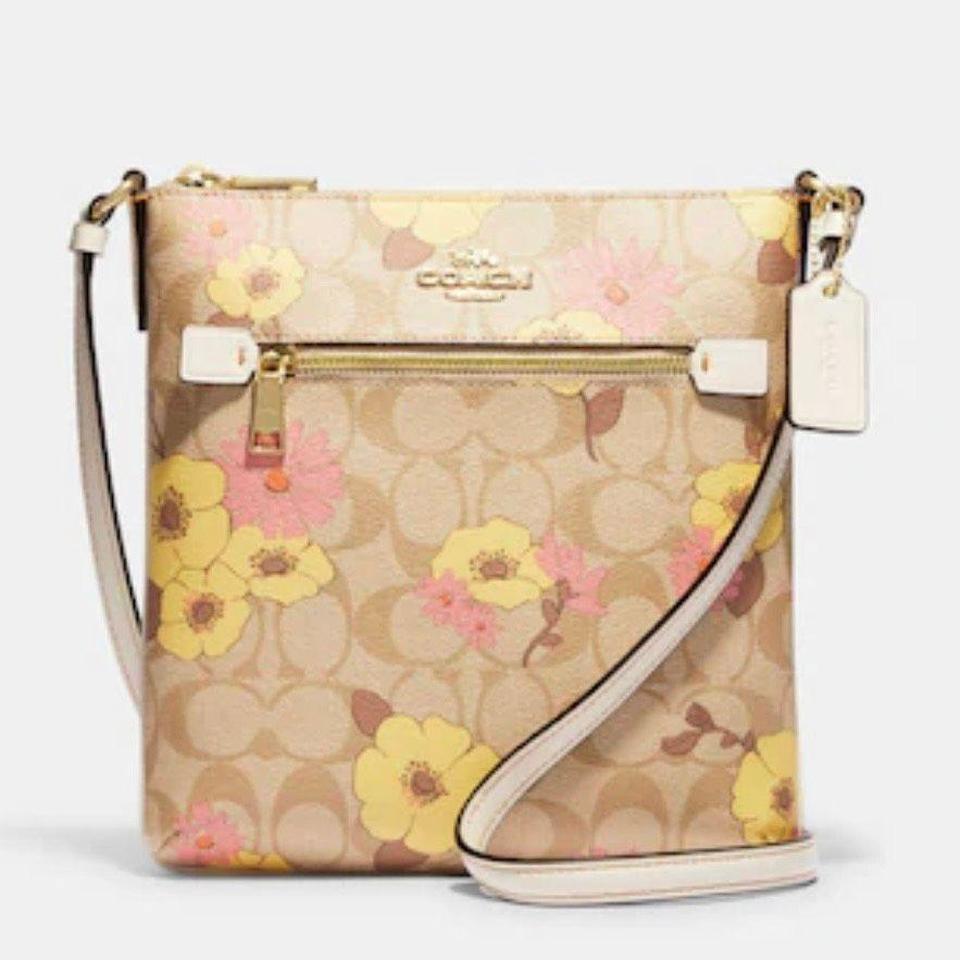 Coach NWT Mini Rowan File Bag In Signature Canvas With Floral