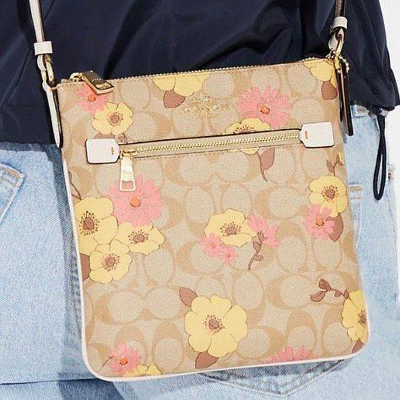 COACH®  Mini Rowan File Bag In Signature Canvas With Floral Cluster Print